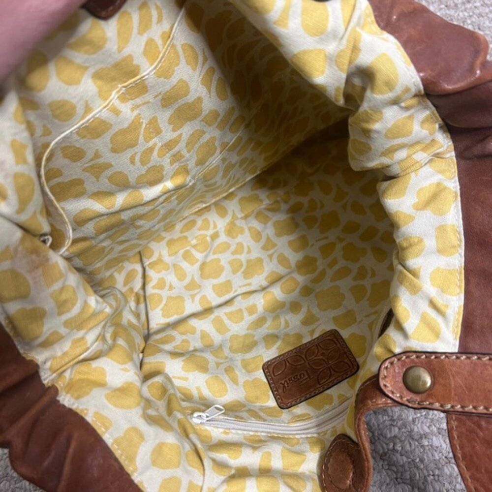 Fossil Blue and Brown Hobo Bag with Leather Straps - Picture 6 of 9